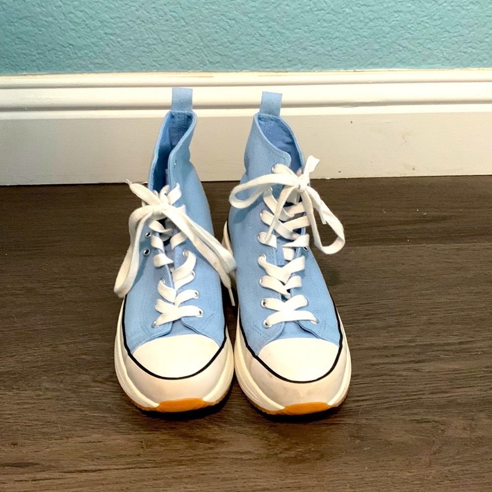These Light blue Madden Girl platform shoes